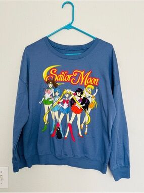 Sailor Moon Graphic Crewneck Sweater - Blue